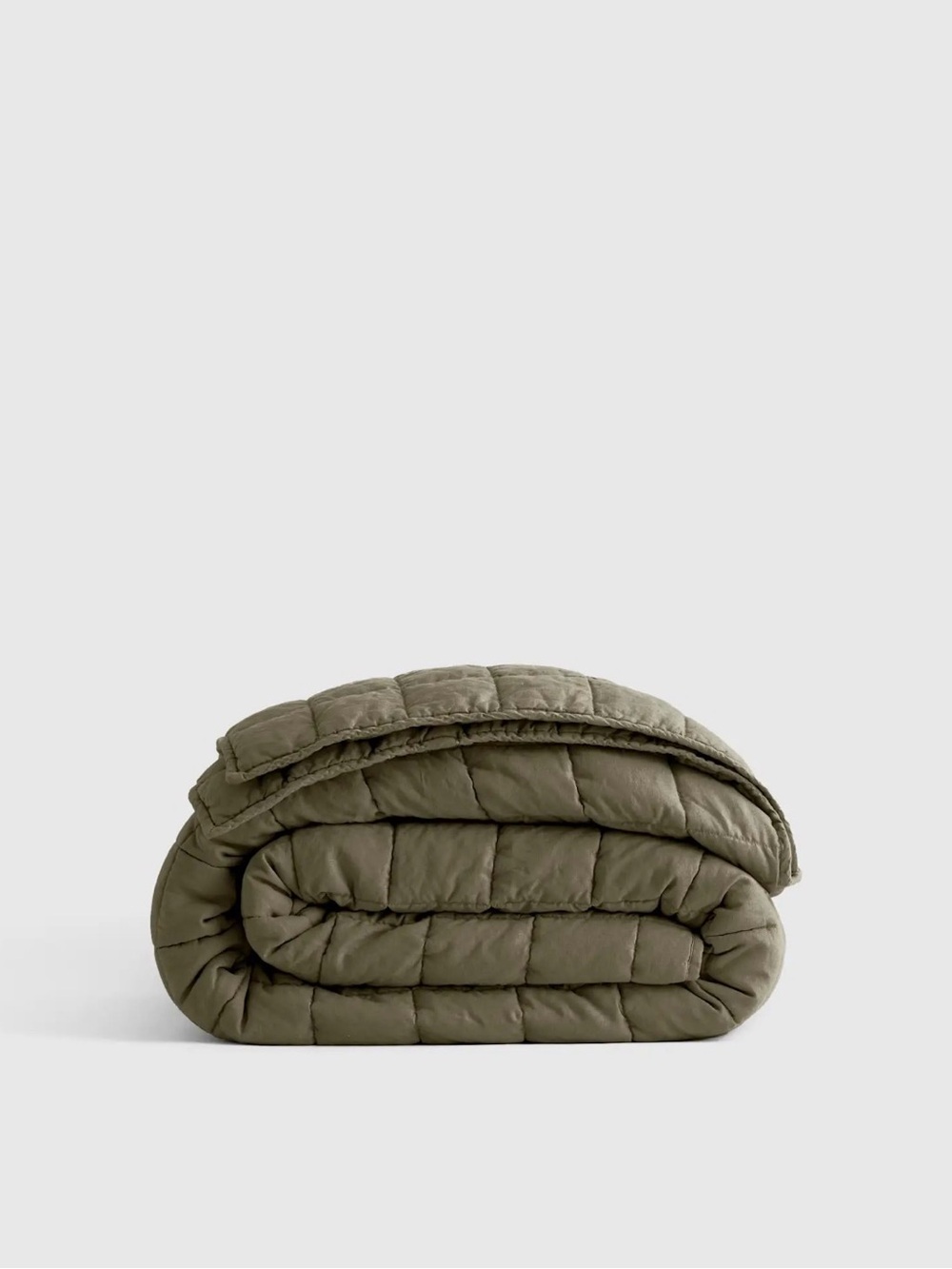 Quince European Linen Box Quilt King/Calking, Dusty Olive